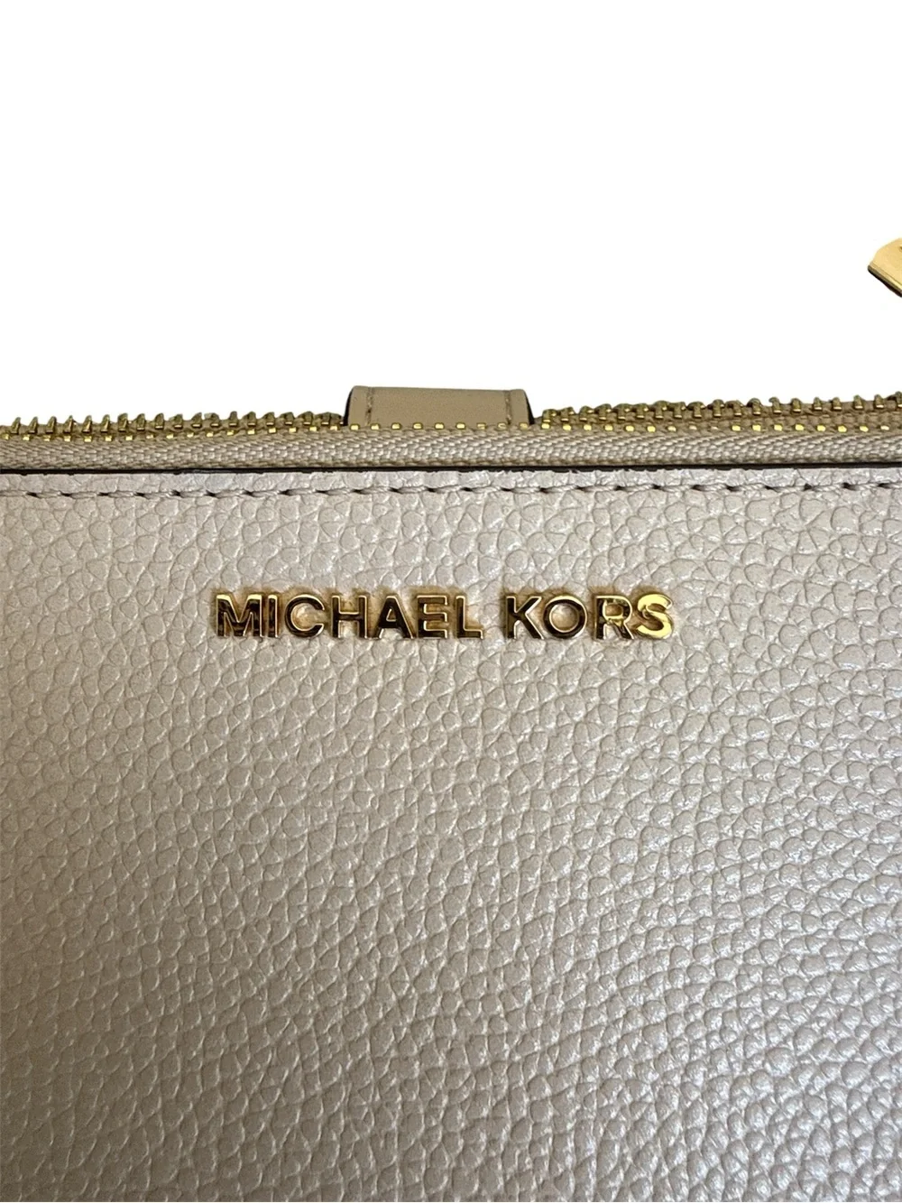 👛Michael Kors Pebbled Leather Double Zip Wristlet Wallet Clutch Light Blush Nude